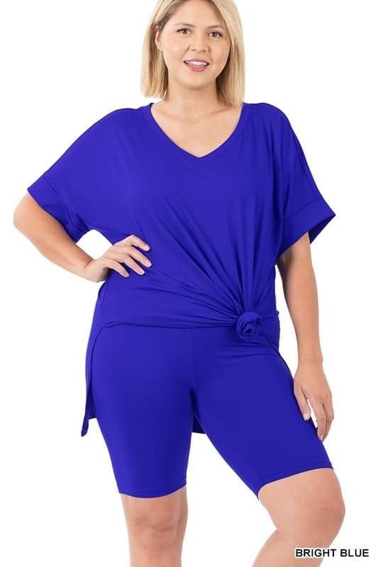 2 Piece Shirt & Biker Shorts Set 3 Color Choices Stretchy Matching Biker Shorts & Top. Generously sized!