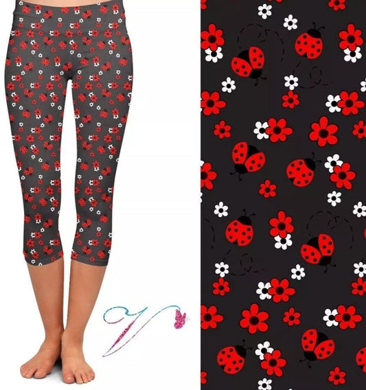 Lady Bug CAPRI. High Waist, Yoga Band, Very Soft and Stretchy!
