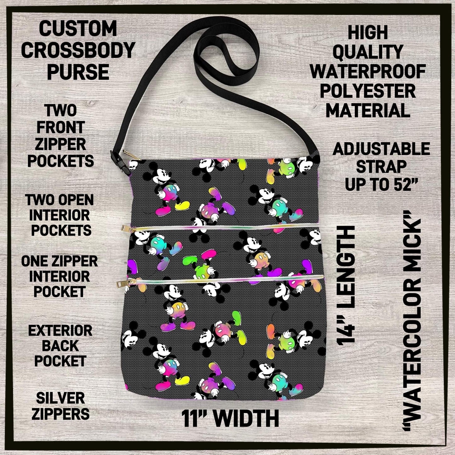 Custom Crossbody Bag, Lots of Pockets and adjustable Strap