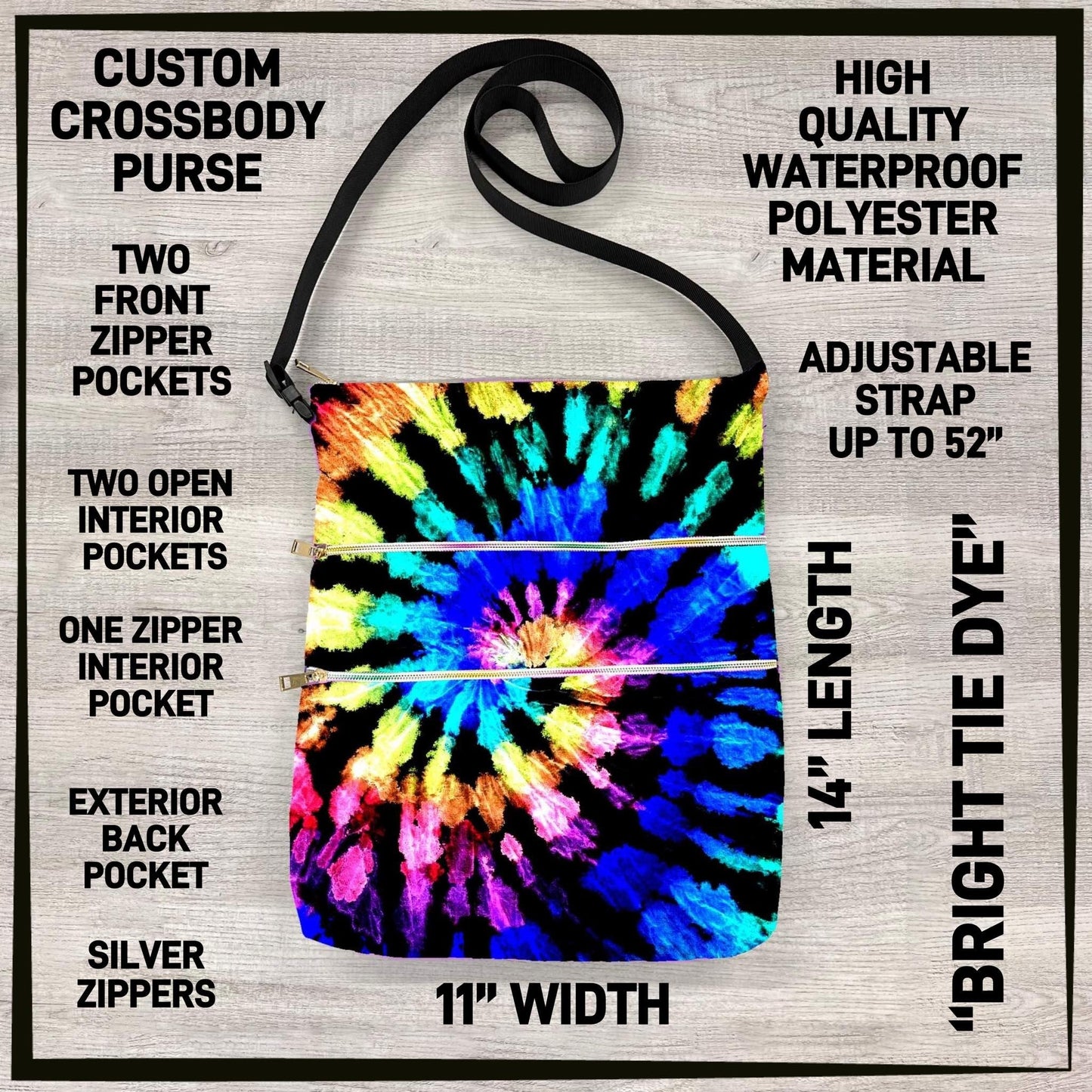 Custom Crossbody Bag, Lots of Pockets and adjustable Strap