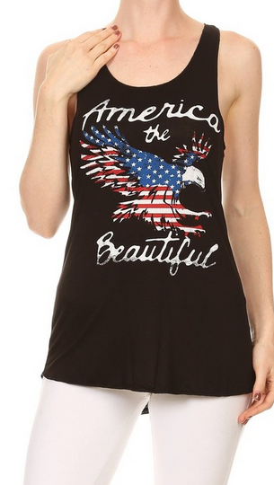 Soft Black America the Beautiful Flag Eagle Low/Open Arm Tank