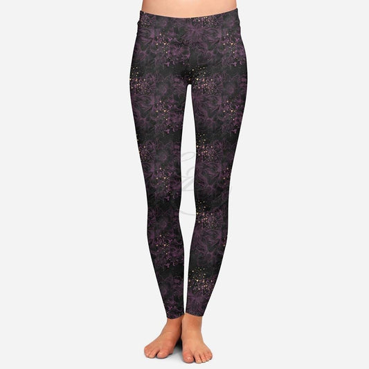 Subtle Purple Floral Design with Gold Accents, Yoga Band, Soft Material