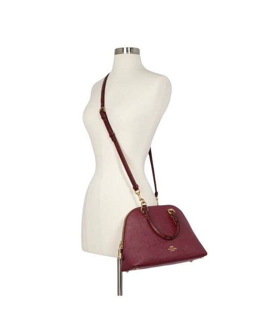 Coach Cherry Katy Snake Embossed Dome Crossbody / Satchel