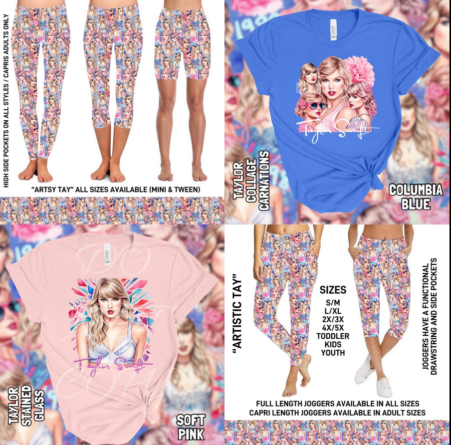 Taylor Swift Custom Adult T's Soft Bella Canvas and Kids Biker Shorts