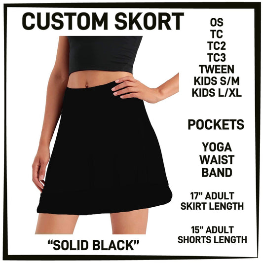 Solid Black Custom Skort - EXTREME STRETCH AND COMFORT!