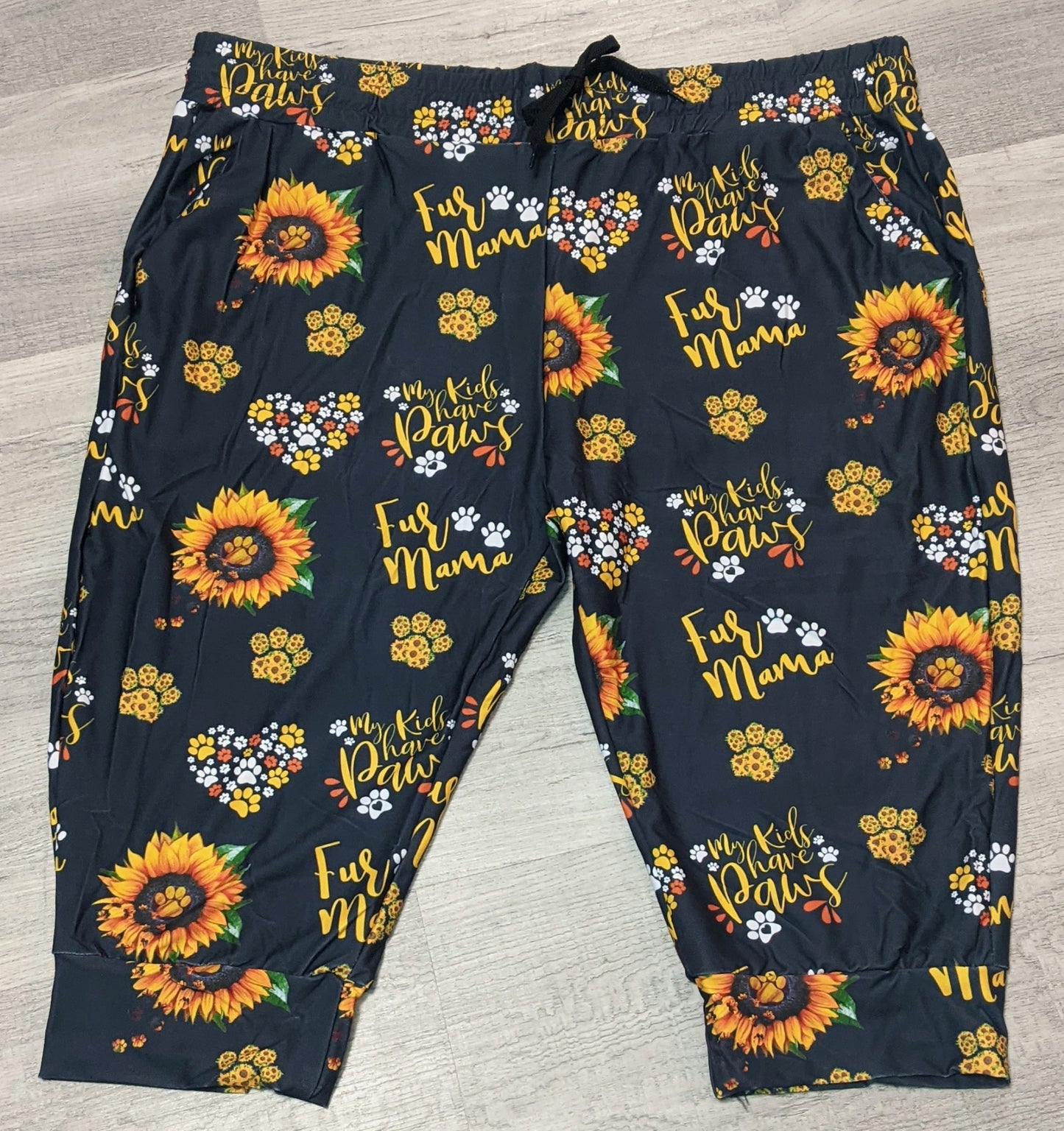 Fur Mama Capri Joggers. Elastic Band, Draw String, Soft &Stretchy!