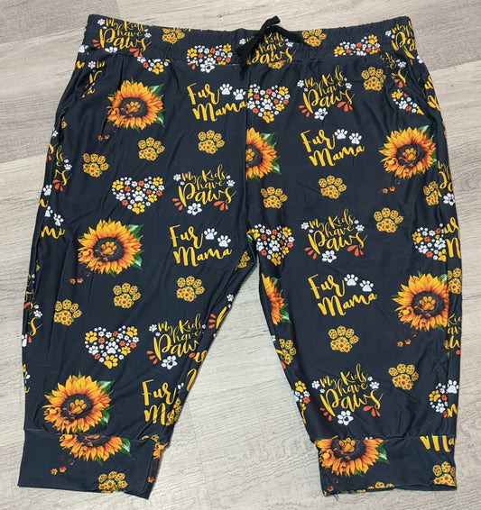 Fur Mama Capri Joggers. Elastic Band, Draw String, Soft &Stretchy!