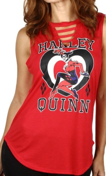 Red Harley Quinn Tank Top 3 Cut Keyhole