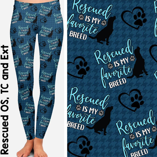 "Rescued Is My Favorite Breed" Houndstooth Leggings