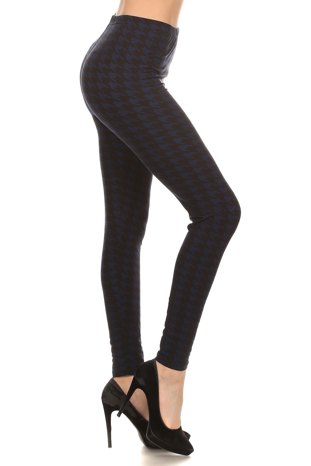 Navy & Black Hound's-tooth Soft and Stretchy Leggings