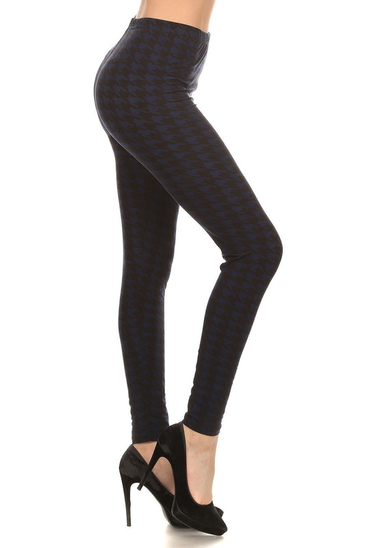 Navy & Black Hound's-tooth Soft and Stretchy Leggings