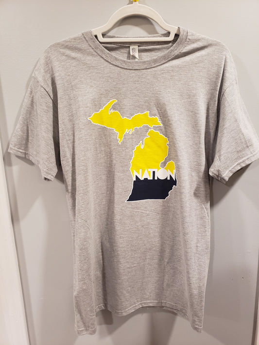 Unisex Grey Michigan Nation T Shirt
