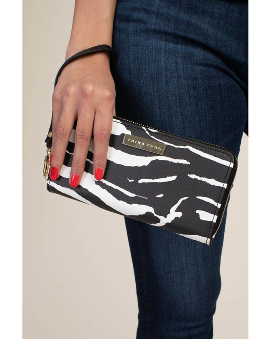 Trina Turk Zebra Single Zip Fashion Wallet/Wristlet, Cellphone Spot MSRP $68