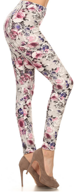 ALL SIZES AVAILABLE! Stunning Cream with Purple Flowers (velvet roses)