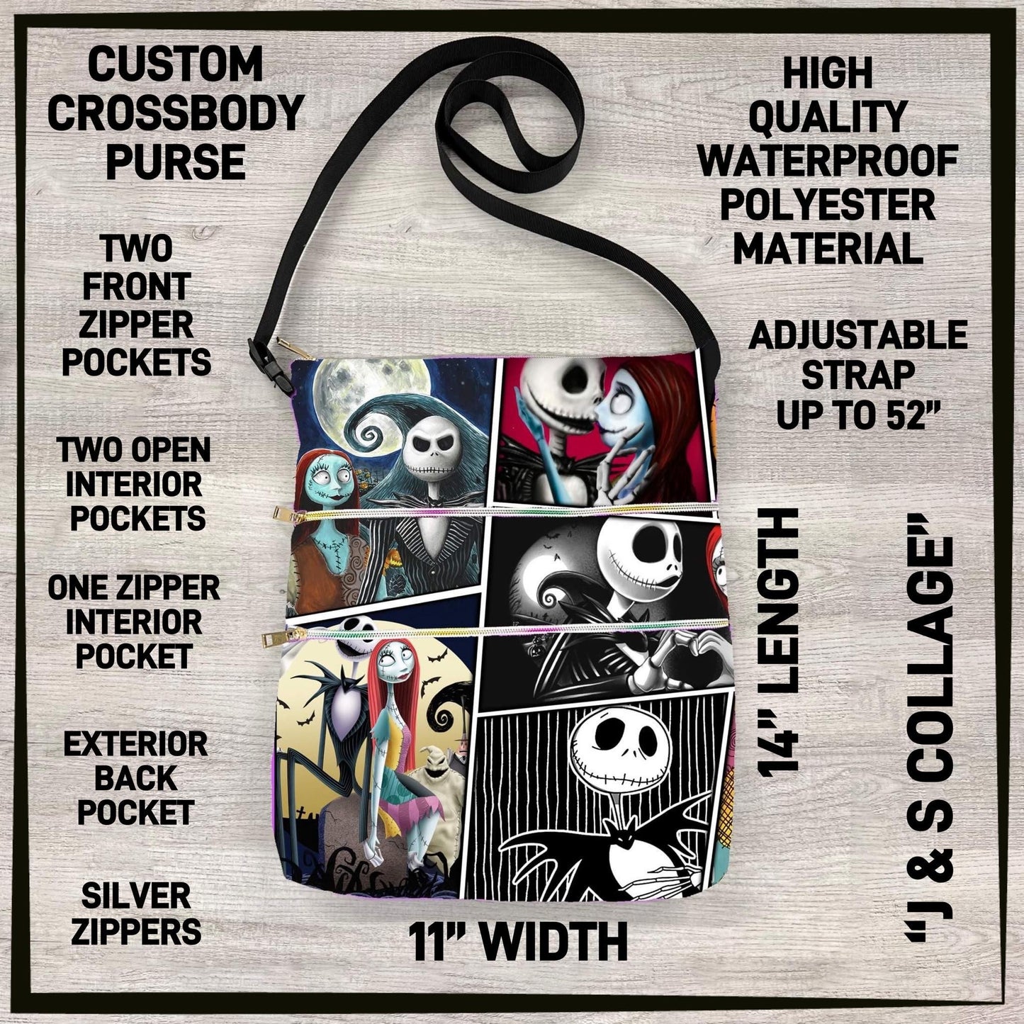 Custom Crossbody Bag, Lots of Pockets and adjustable Strap