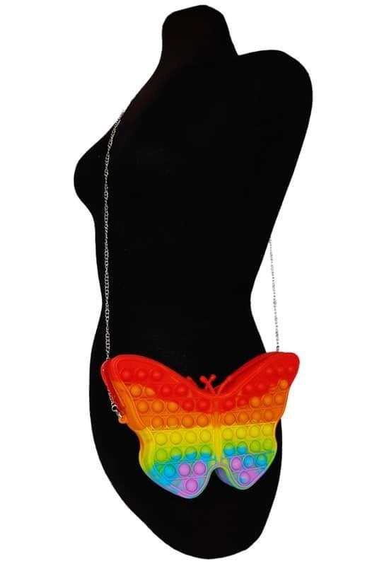 Beautiful Rainbow Butterfly Fidget Popper Purse