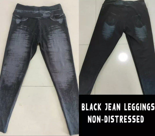 Black Denim Non-Distressed Solid Jeggings, Hyper Stretch and Comfort Size 4-5X