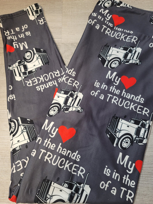 TRUCKER WIFE My Heart is In the Hands of a Trucker.  Yoga Band, Very Soft and Stretchy!