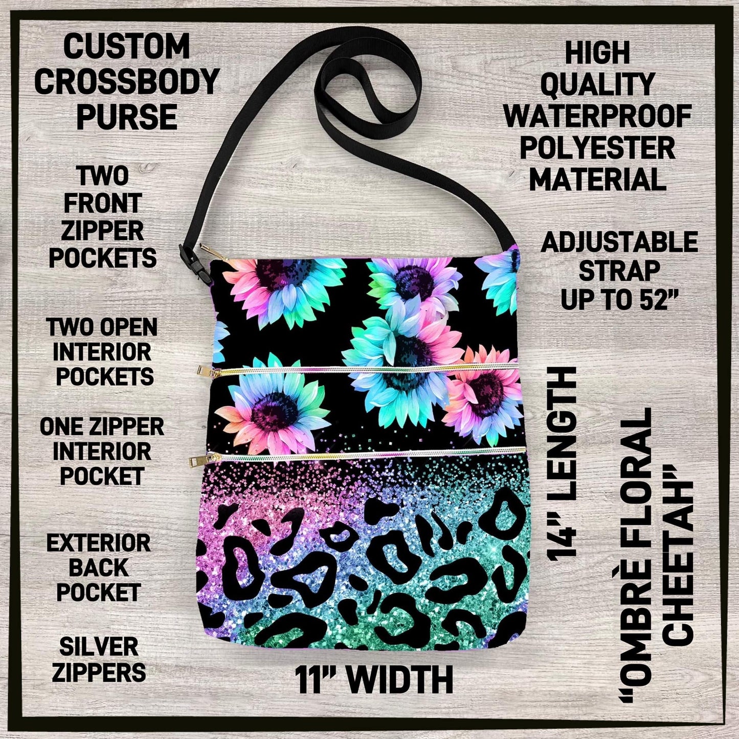 Custom Crossbody Bag, Lots of Pockets and adjustable Strap