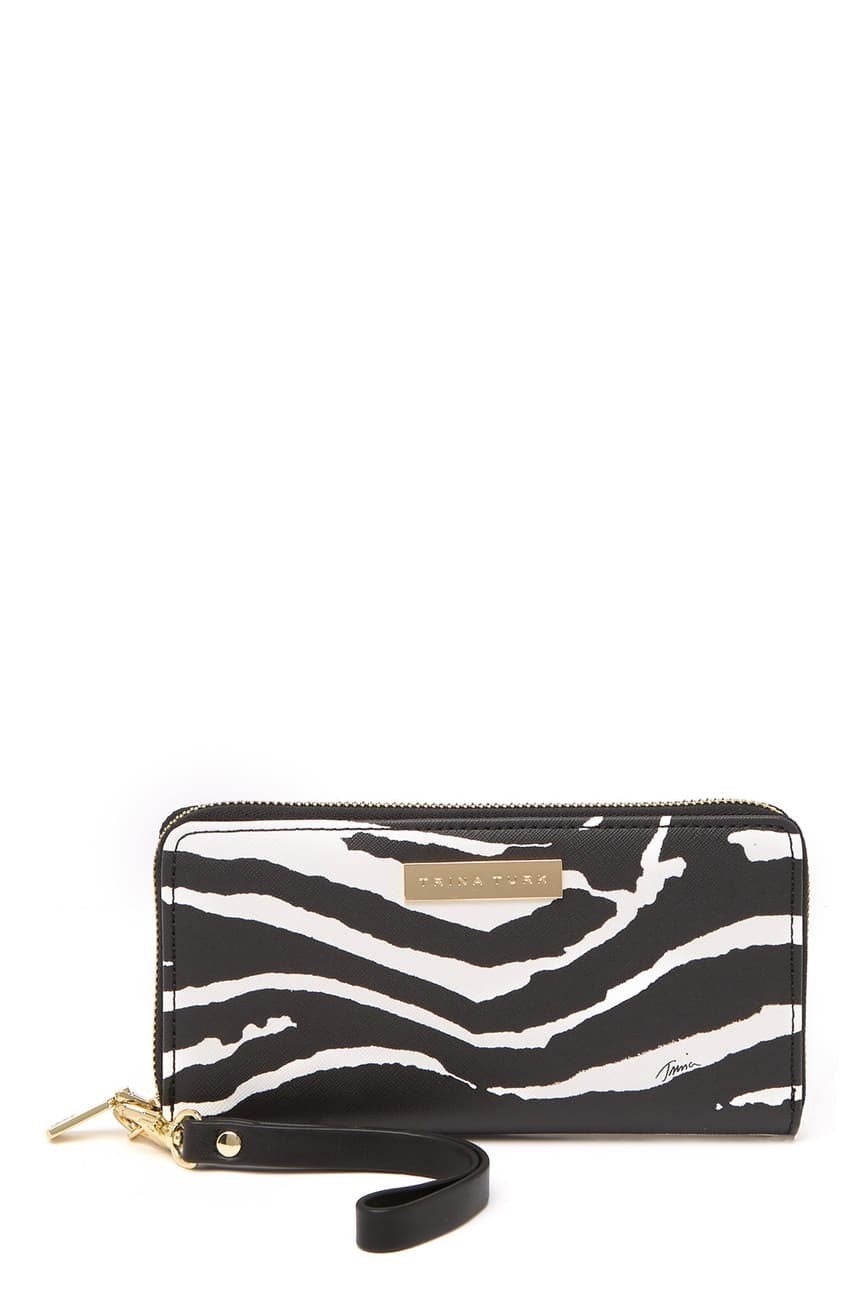 Trina Turk Zebra Single Zip Fashion Wallet/Wristlet, Cellphone Spot MSRP $68
