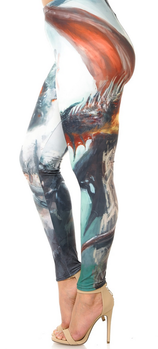 DRAGON'S FIRE! Designer Leggings WITH ELASTIC BAND, Comfortable and Stretchy