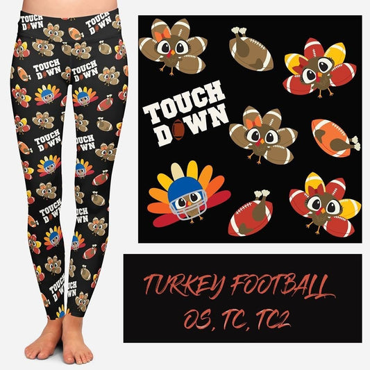 THANKSGIVING Fun Touch Down Turkey Leggings. Hyper Stretch and softness! Yoga Band.