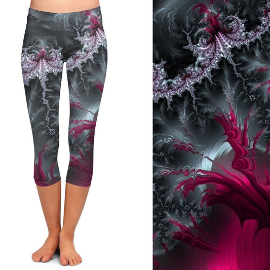 STUNNING! Gothic Storm Black & Magenta CAPRI Yoga Band