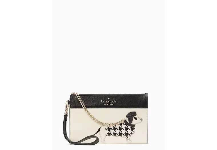 Kate Spade Fetch Medium Wristlet. Inner credit card slot. 8" W x 5.2" H x 0.9" D