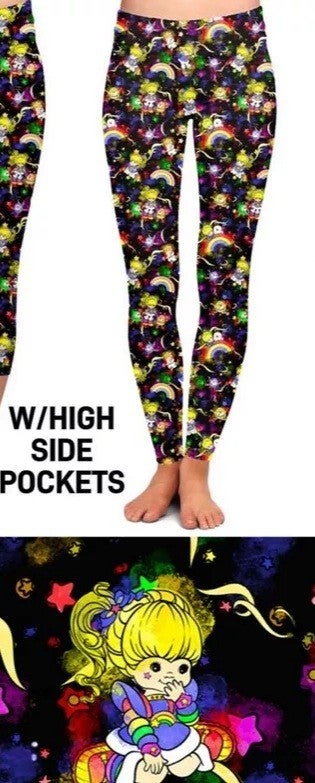 Rainbow Brite Leggings with Pockets. Super Soft and Stretchy!
