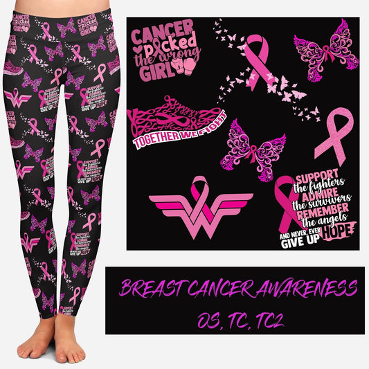 Pink Ribbon Wonder Woman Breast Cancer Awareness Designer Leggings