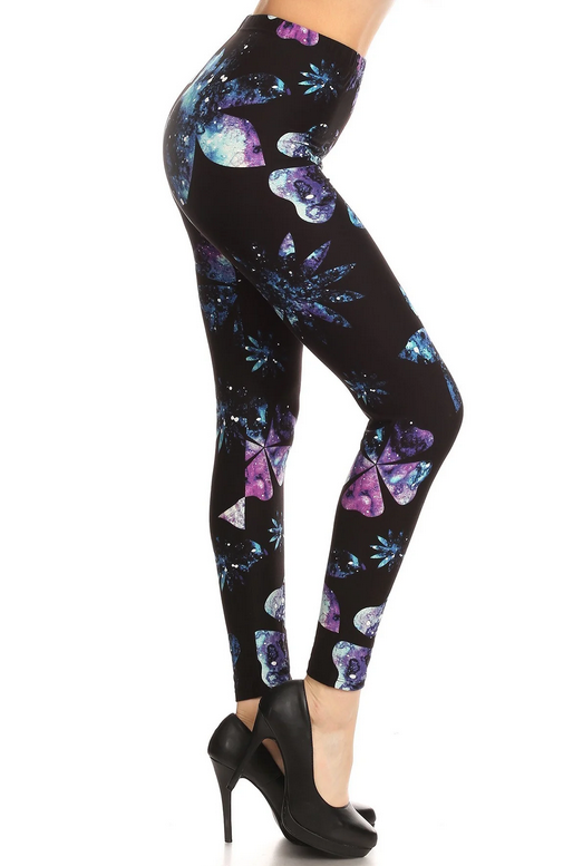 Night Dew Floral Leggings. Hyper Stretch, Elastic Band.