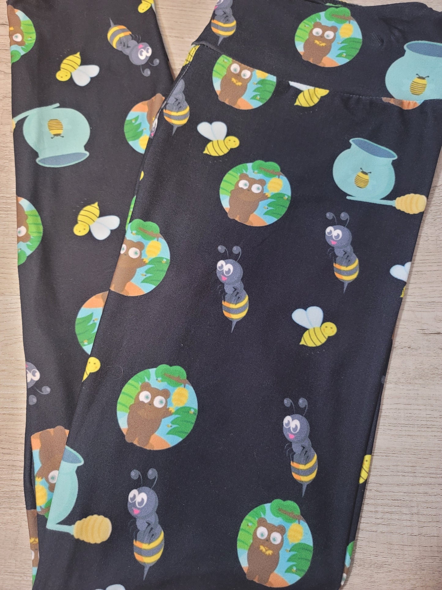 Honey Bee Designer Leggings. Yoga Band. Extra Soft and stretchy!