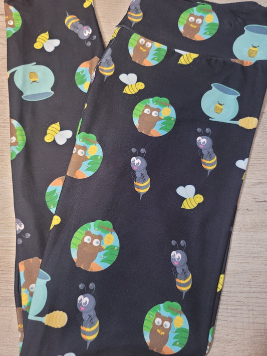 Honey Bee Designer Leggings. Yoga Band. Extra Soft and stretchy!