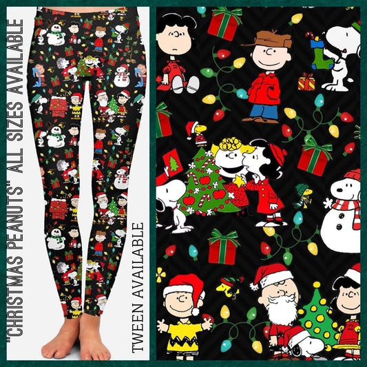 Charlie Brown Snoopy Christmas Magic Designer Leggings. Hyper Stretch and softness! Yoga Band.