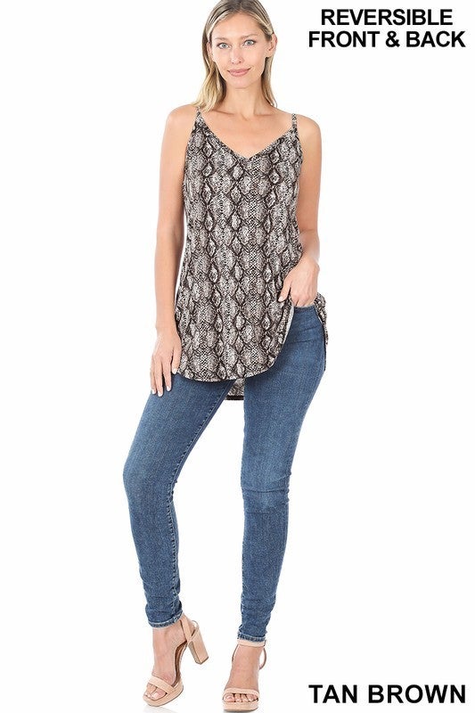 Snake Reversible Tank Top: V Neck & Round neck