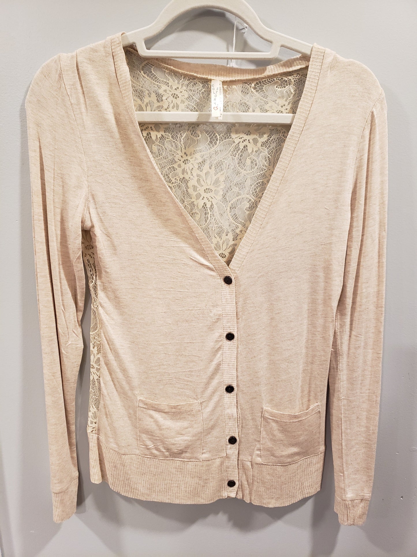 S/M Stretchy & Soft Lace Back Ivory long sleeve cardigan