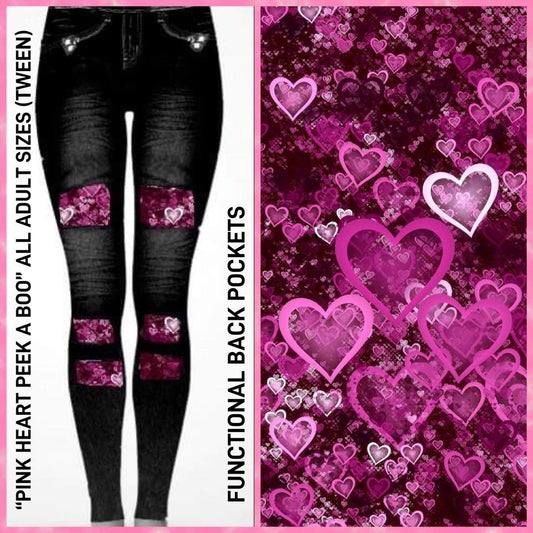 Heart Peek a Boo Jeggings! ONLY OS LEFT  (fits 4-14) Designer Denim Print