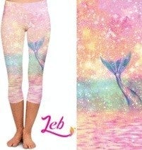 Beautiful Sparkling Mermaid CAPRI. High Waist, Yoga Band, Very Soft and Stretchy!