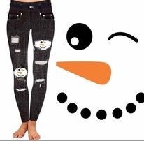 THE CUTEST SNOWMEN JEGGINGS! Black Denim Print. Designer Line.