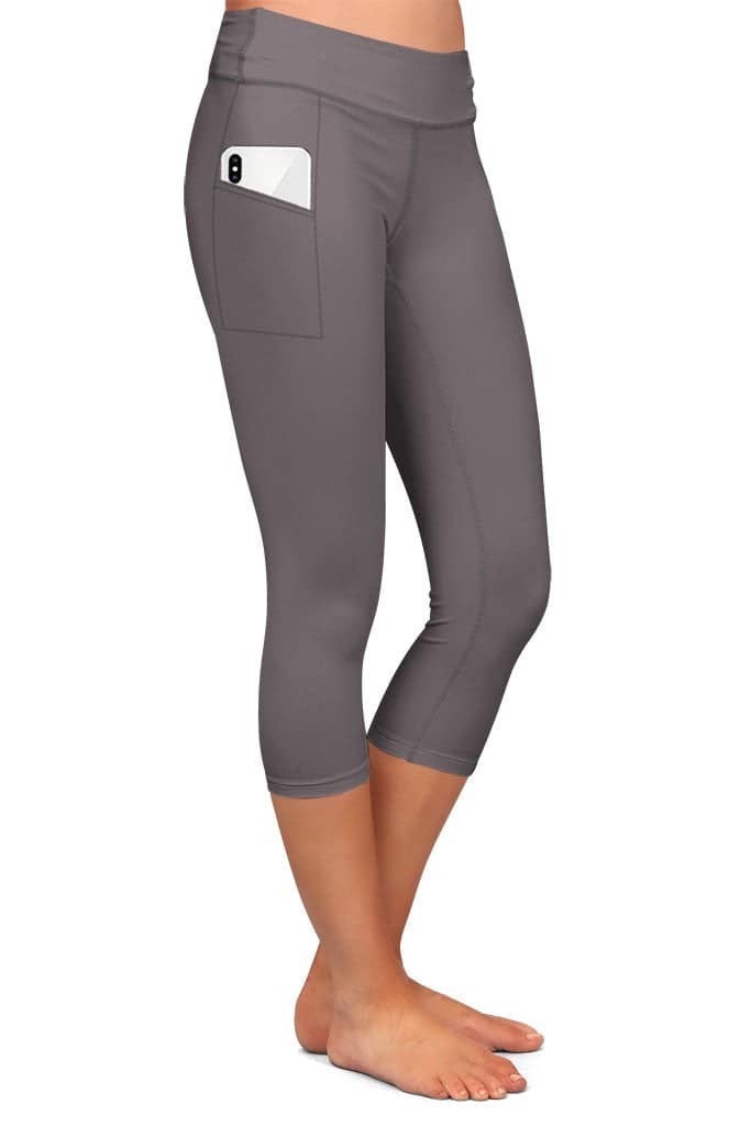 6 Color Choices Solid Colors Yoga Band Soft CAPRI OR LEGGINGS with Pockets
