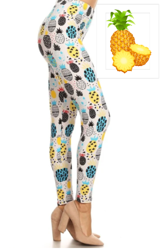 Pineapple Fun Select Standard Leggings, Elastic Band
