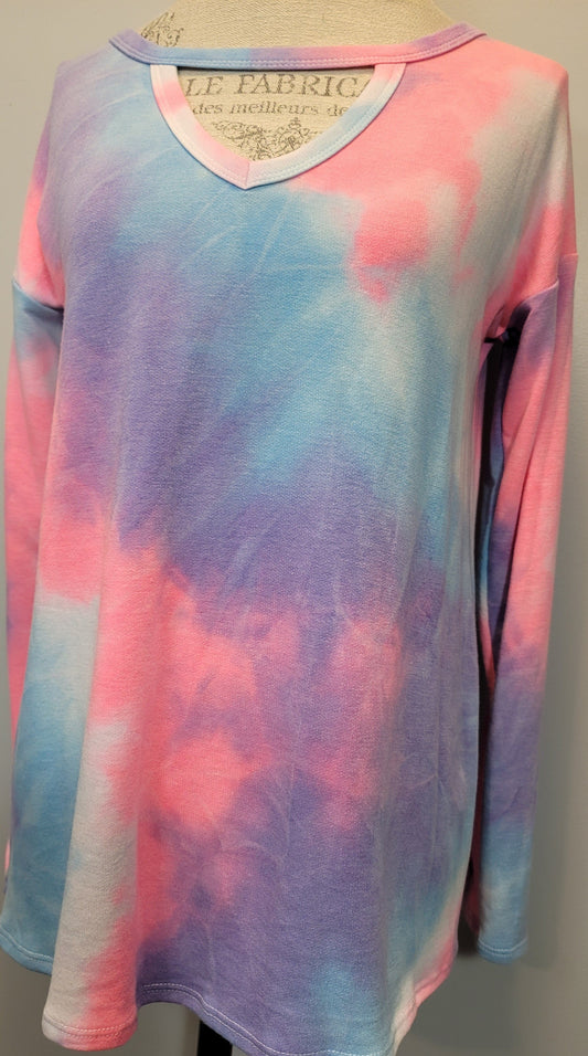 Tie Dye, Key Hole Neck, light Weight Terry Cloth Material. Made in the USA