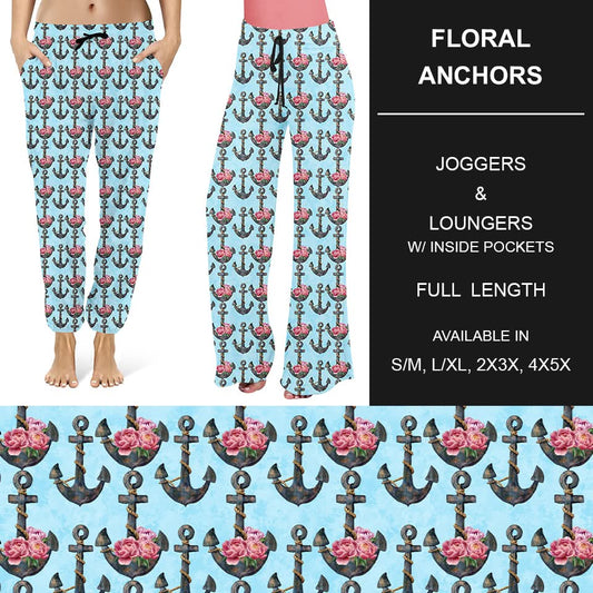 Floral Anchors Full Lounger w/ Pockets, Draw String, Yoga Band, Custom Made, Soft and stretchy!