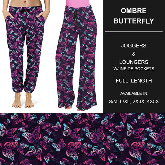Ombre Butterfly Full Lounger, Draw String, Yoga Band, Custom Made, Soft and stretchy!