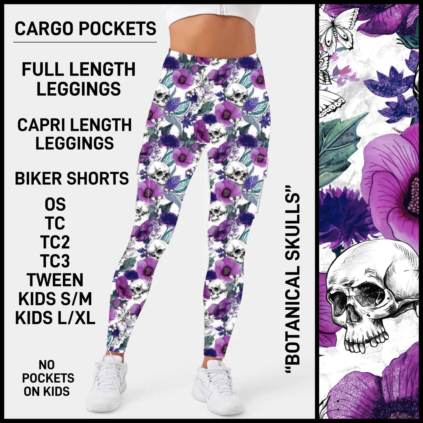 Botanical Skulls Cargo Pocket Leggings
