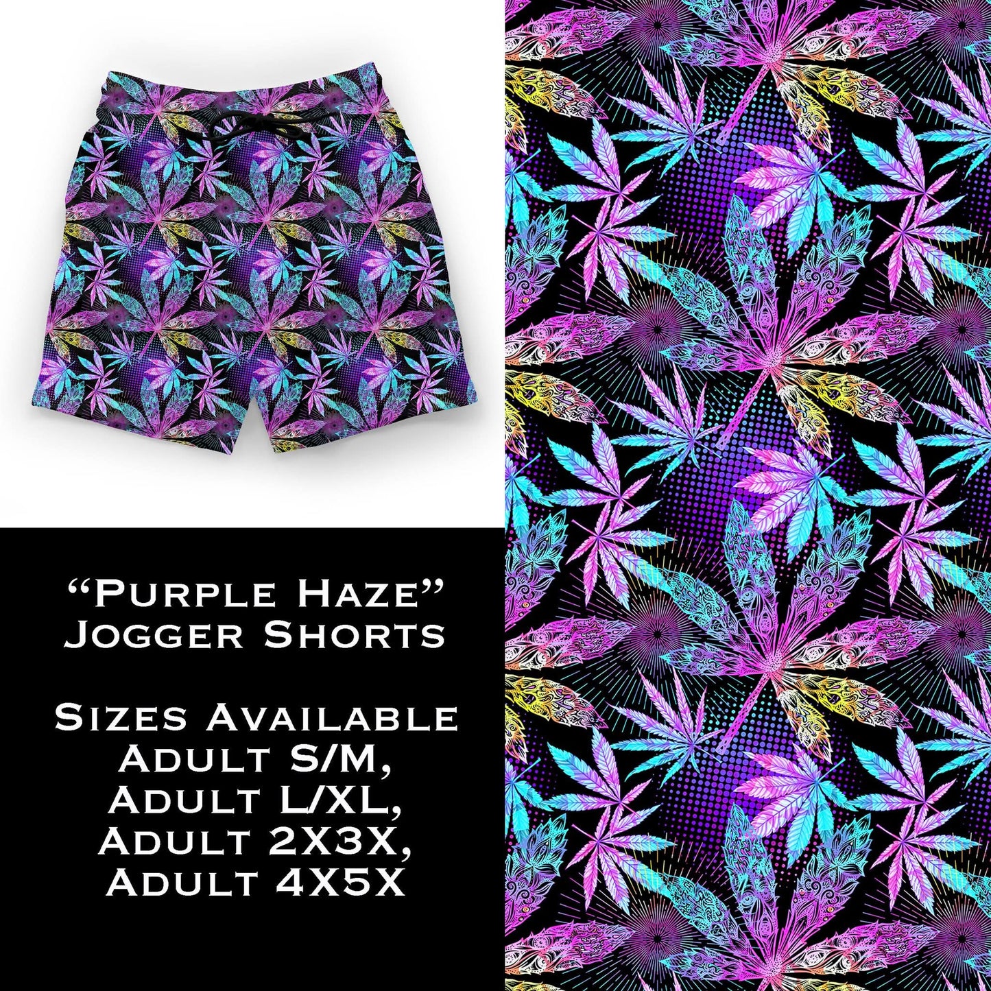Purple Haze Pot Leaves Jogger Shorts