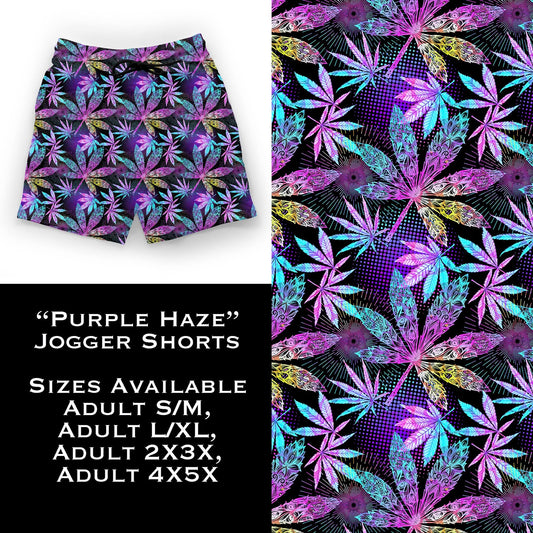 Purple Haze Pot Leaves Jogger Shorts
