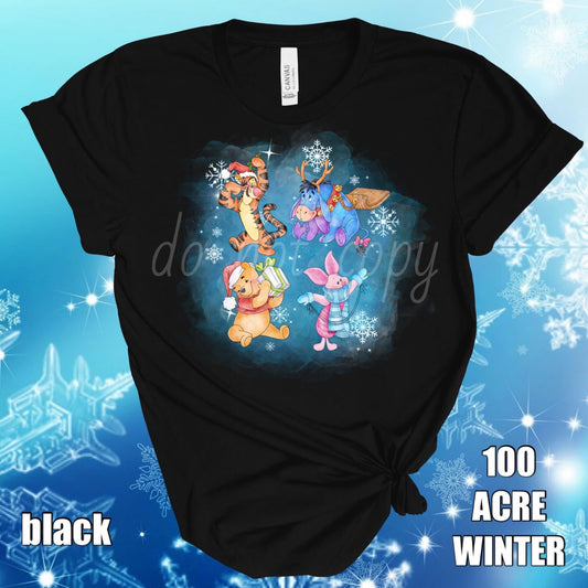 100 Acre Winter Winnie the Pooh Bella Canvas Custom T-Shirt