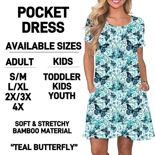Teal Butterfly Pocket Dress