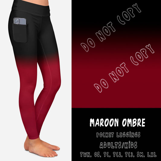 Maroon Ombre Pocket Leggings